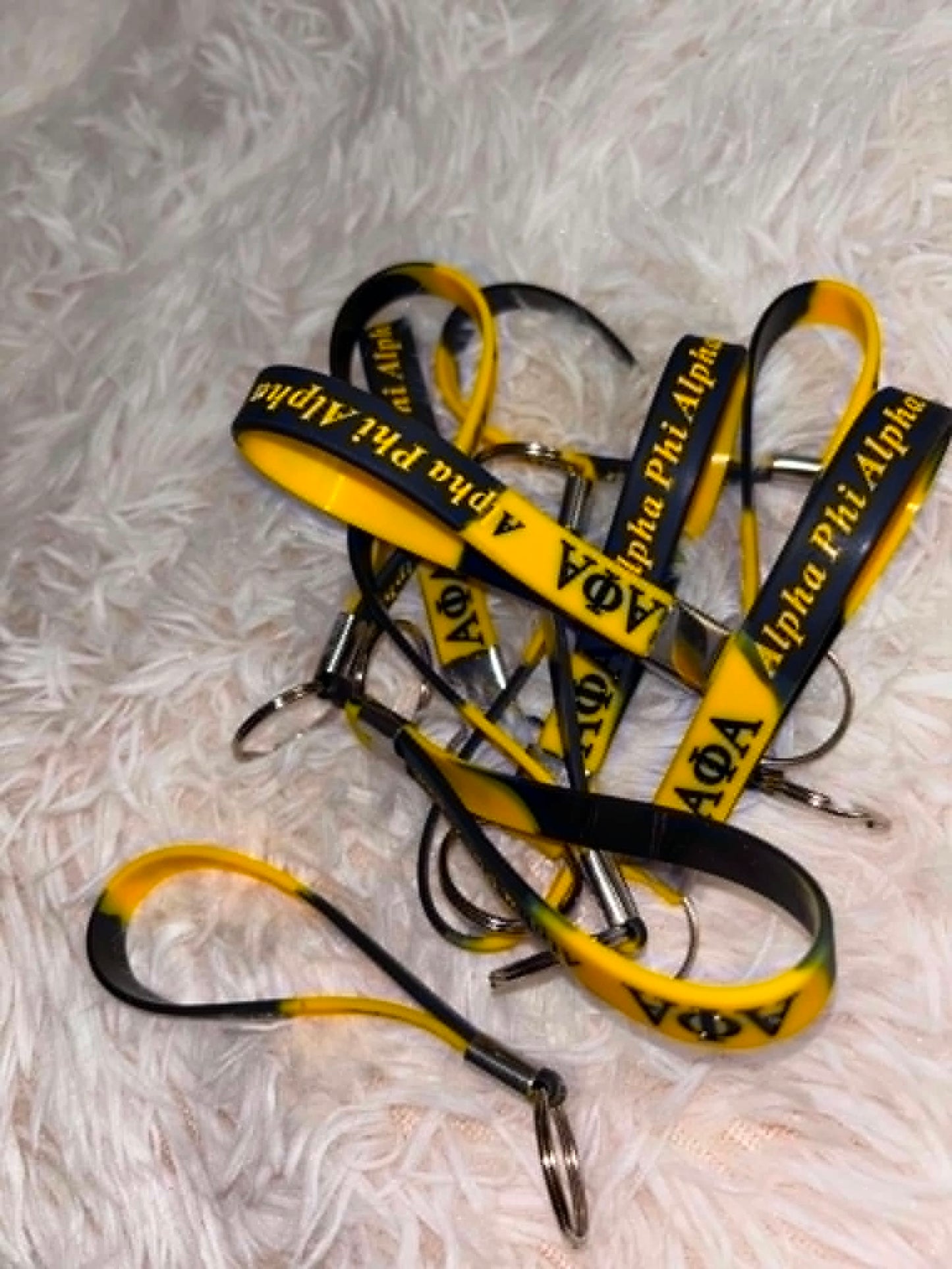 Alpha Phi Alpha Rubber Wristlet Keychain – Premium Purple & Gold Fraternity Key Ring