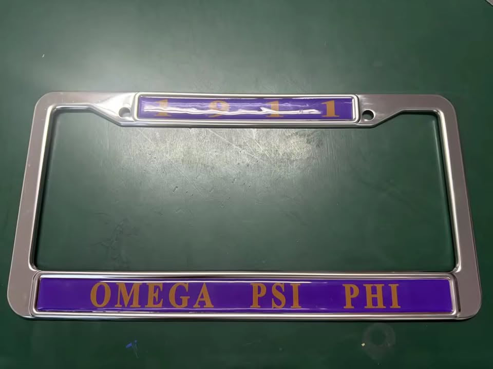 Omega PSI PHI Silver License Plate Frame