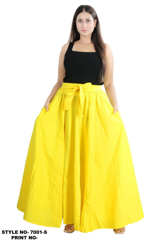 Long Solid Maxi Skirt Yellow Stretches up to Waist 60