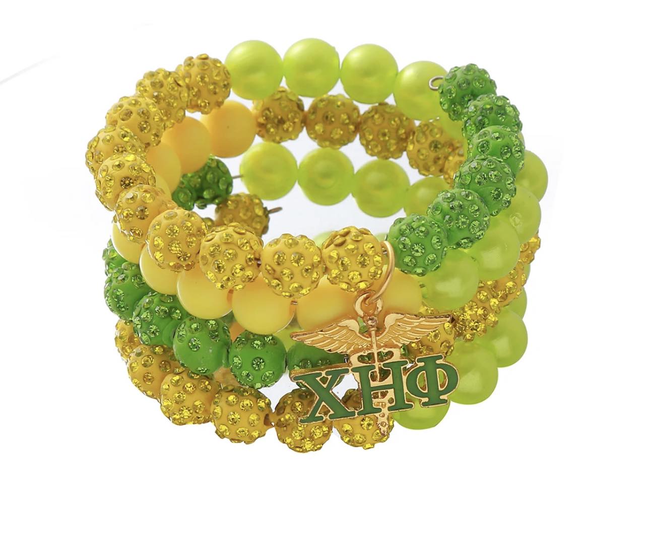 Chi Eta Phi Inspired Nurse Gifts Jewelry Delicate Yellow And Green Beaded Soror XHO Women Stackable Bracelet