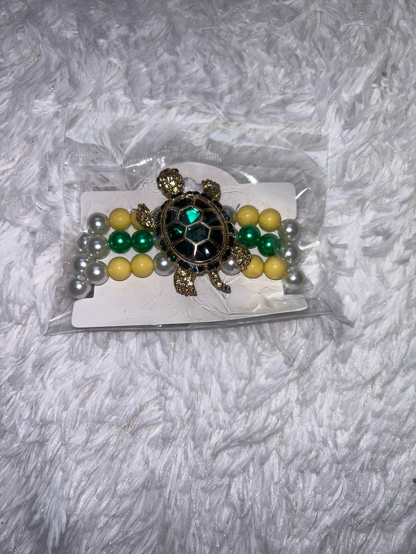 Chi Eta Phi Rhinestone alloy TURTLE tortoise lovely pearl BRACELET Greek Sorority