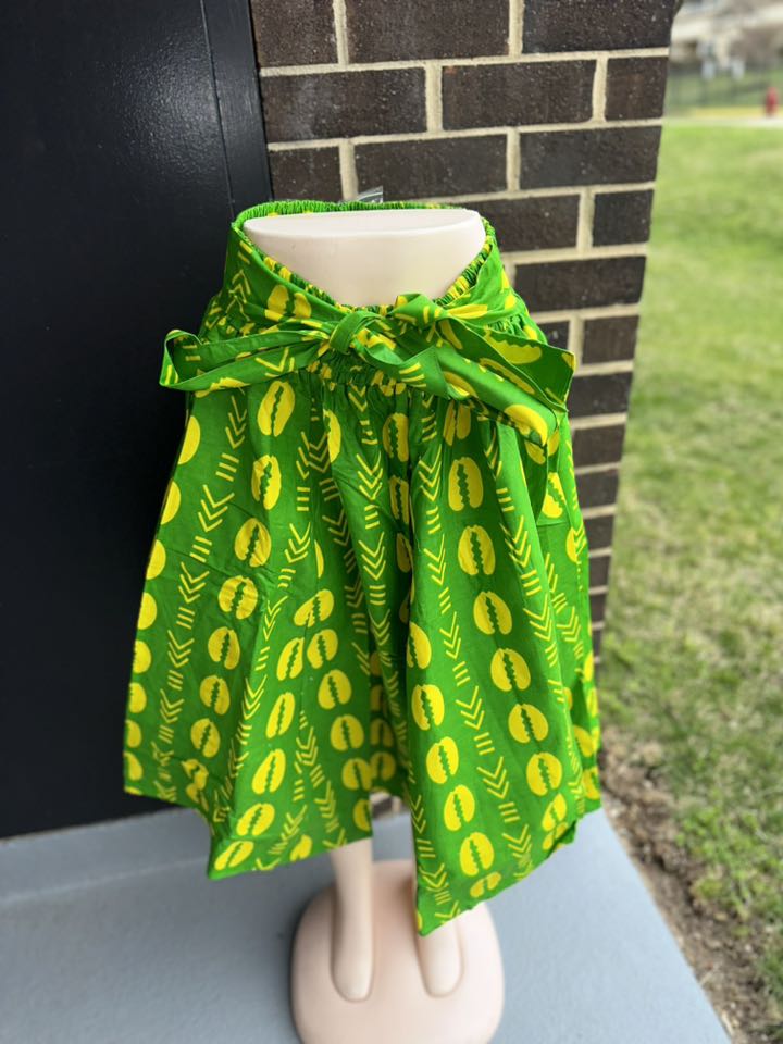 Chi Eta Phi African Print Mid Lenth Skirt Pockets and Head Piece