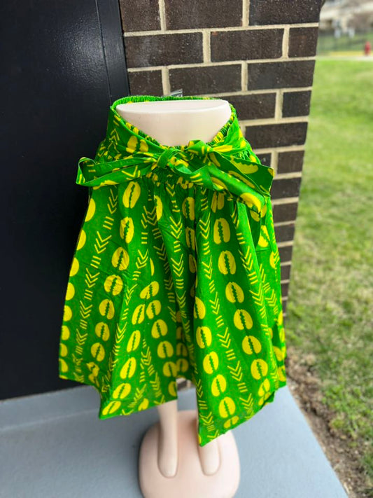 Chi Eta Phi African Print Mid Lenth Skirt Pockets and Head Piece