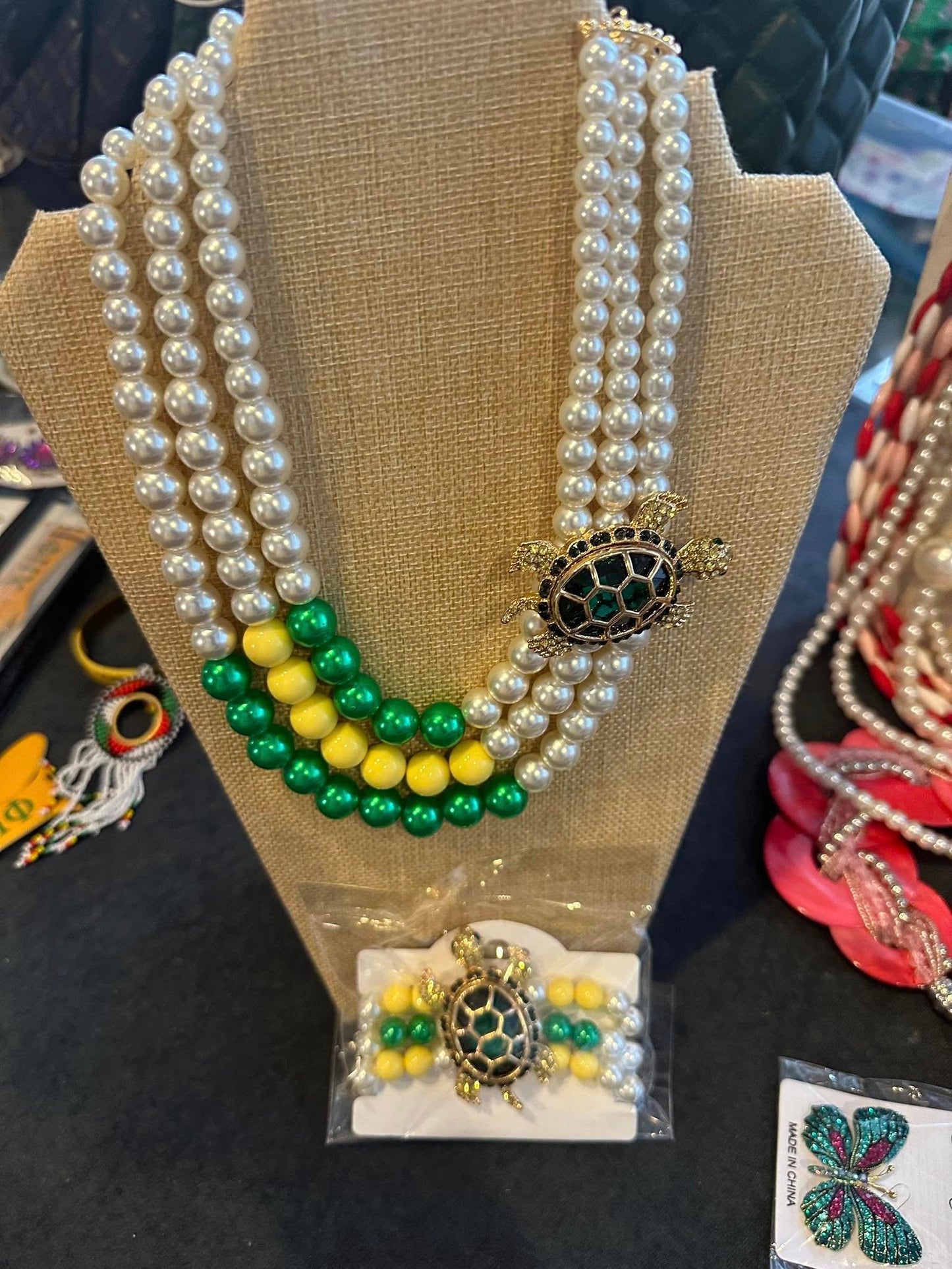 Chi Eta Phi Turtule Necklace and Bracelet Set