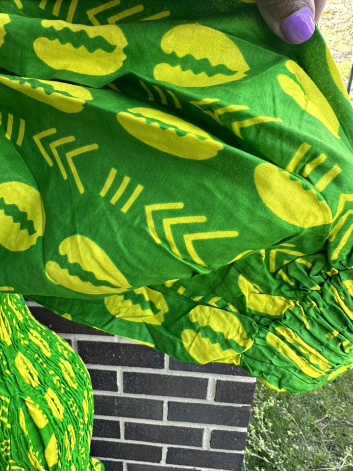 Chi Eta Phi Smock Mermaid Dress Green and Yello African Print High Quality