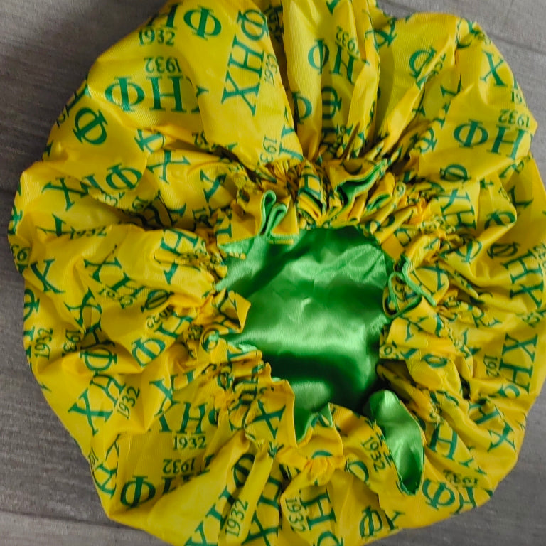 Chi Eta Phi High Quality Lined Large Silk Hair Bonnet Yellow-Green