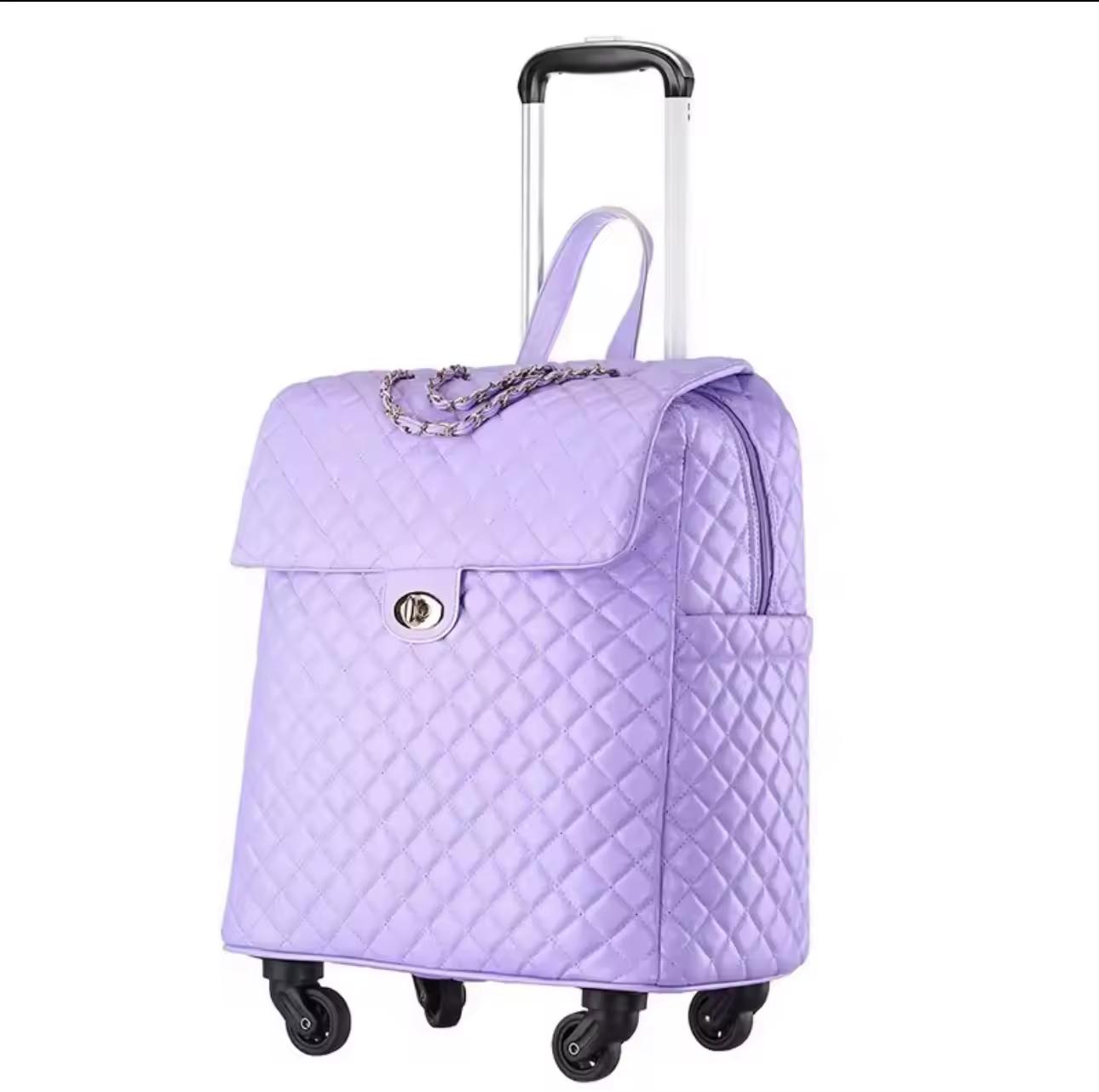 NCNW 20-Inch Argyle Carry-On Spinner: Spacious, Stylish Soft Shell Trolley Bag with Zip