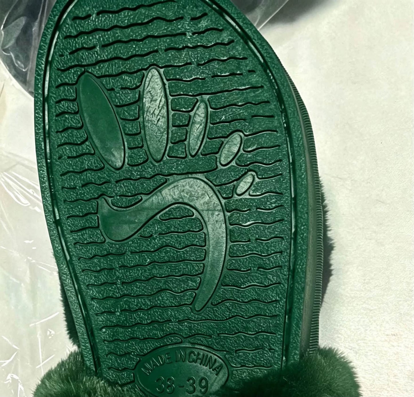 Chi Eta Phi Plush Embroidered Women's Slipper Green Bottom Slides