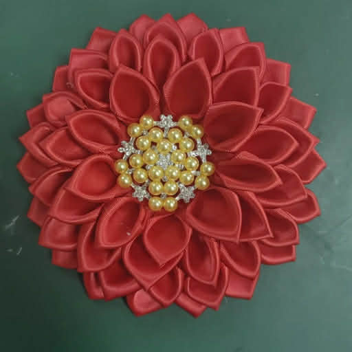 Eta Phi Beta Satin Flower Corsage Brooch Pin Gold and Red Perfect for your Special Event!