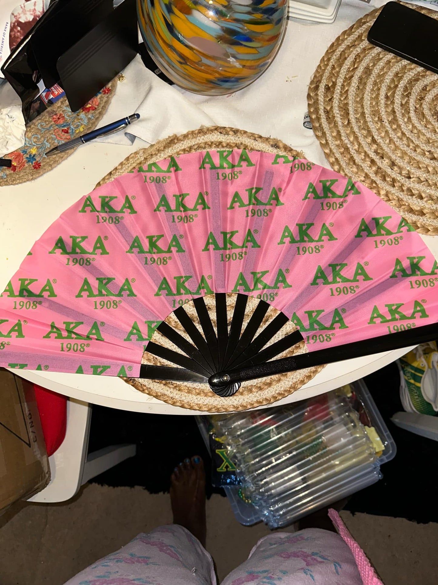 Stock Loud Noise Pink AKA Large Clack Fan Sorority Folding Clack Handheld Fan Sports Hand Fans