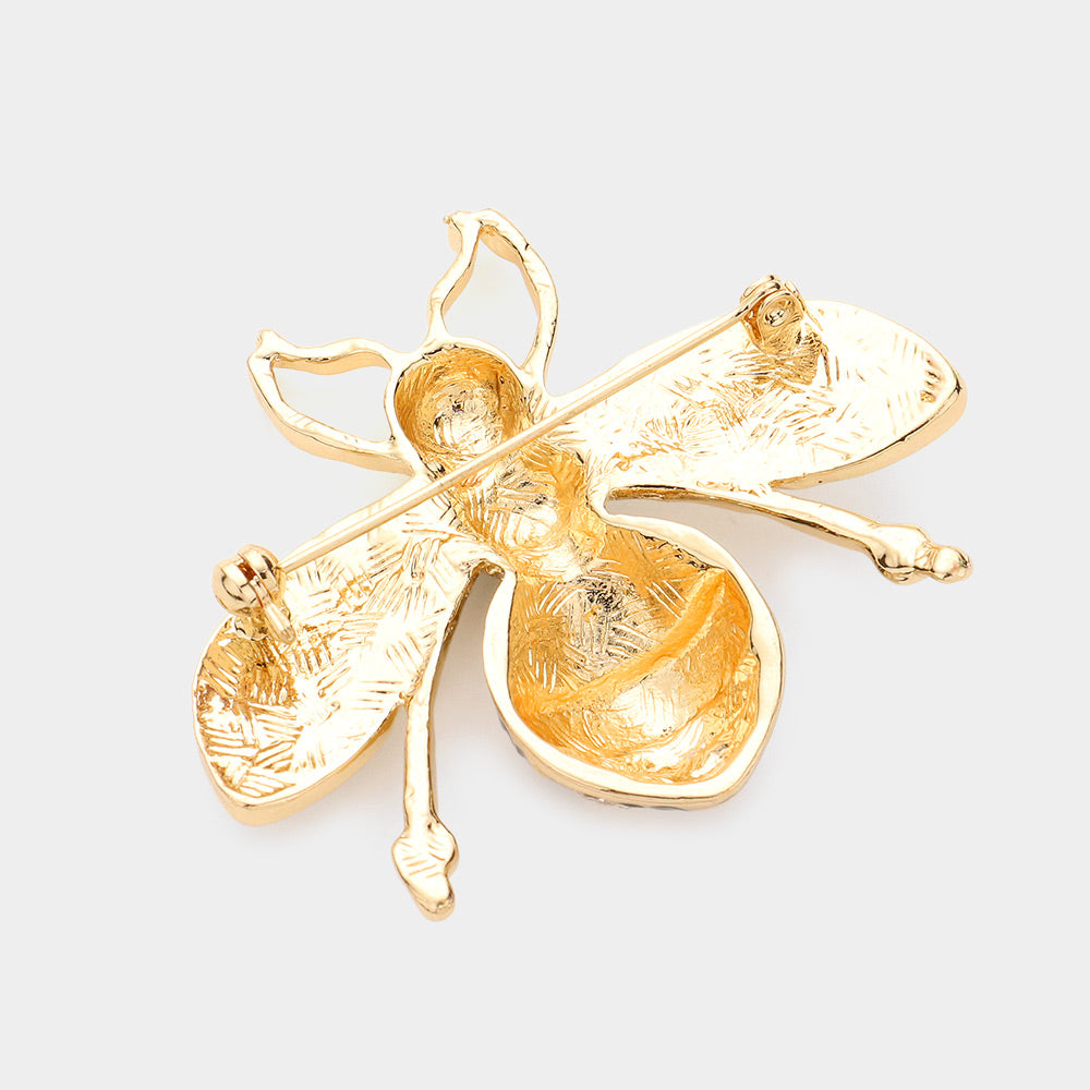 Rhinestone Embellished Honey Bee Pin Brooch