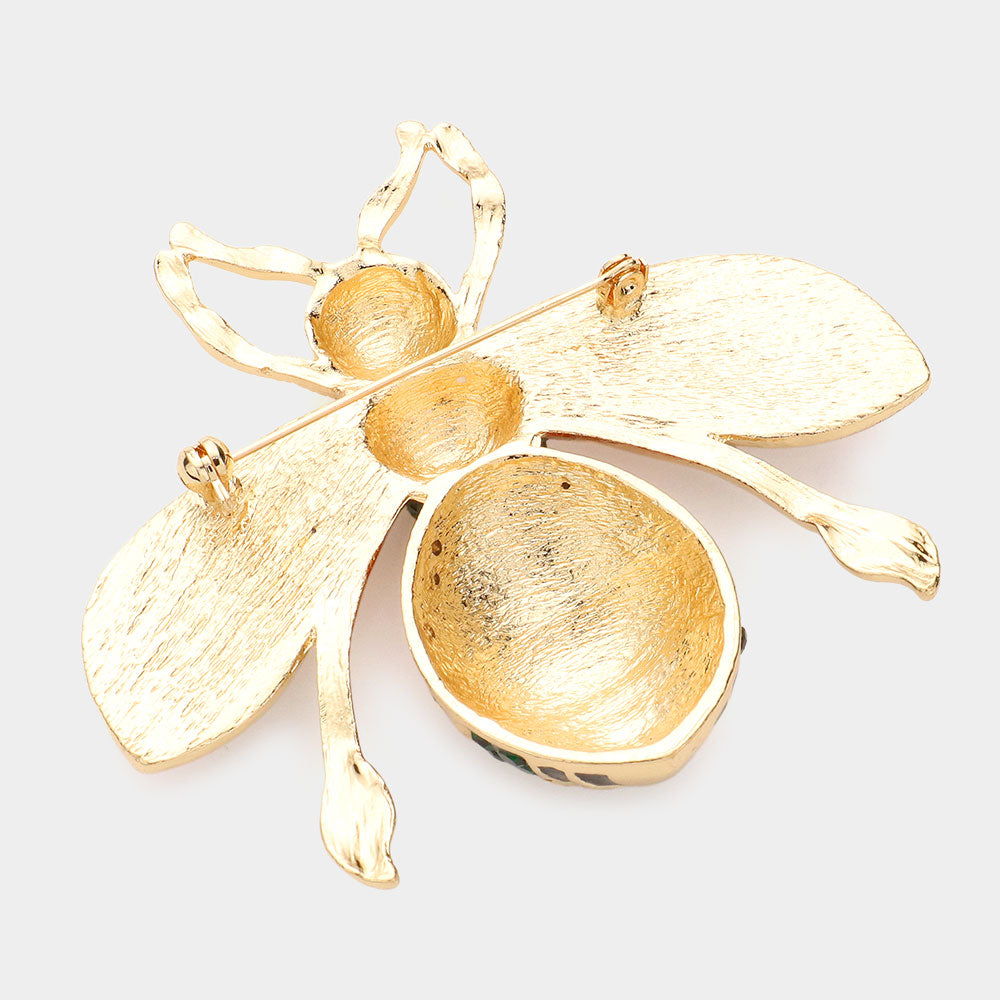Rhinestone Embellished Honey Bee Pin Brooch