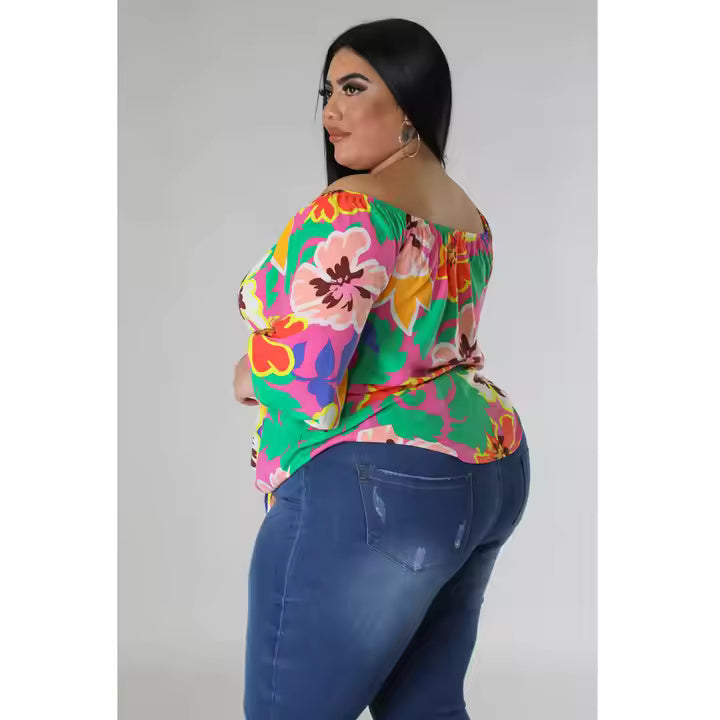 Trending Products New Arrivals Hot Sale Summer Casual Loose Strapless Fat Lady Print Top