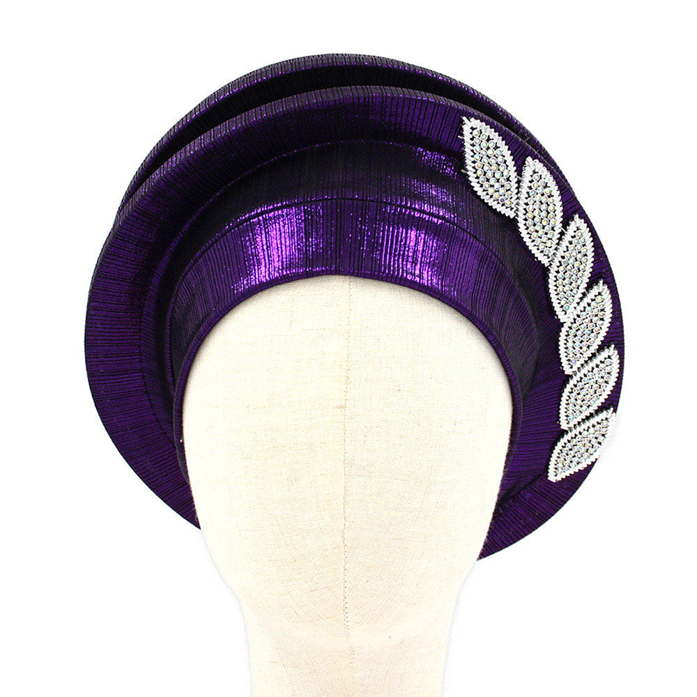 Stone Paved Marquise Leaf Accent Layered Turban Hair Wrap