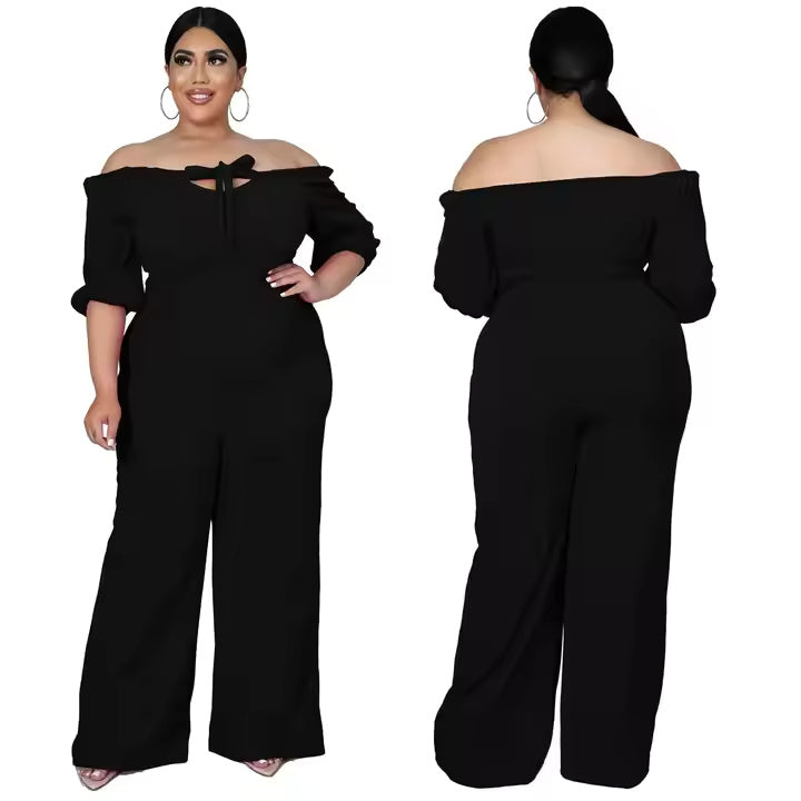 New 2025 Products Solid Color Plus Size Women's Clothing One-shoulder Sexy Tube Top Jumpsuit