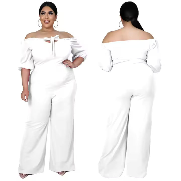 New 2025 Products Solid Color Plus Size Women's Clothing One-shoulder Sexy Tube Top Jumpsuit
