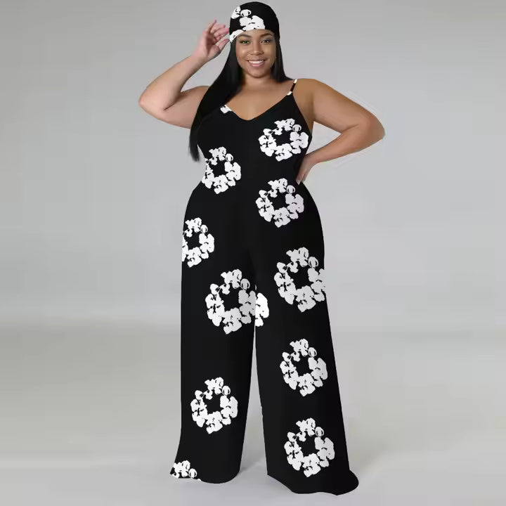 2025 Popular Products Wholesale Plus Size Women's Plaid Pattern Sleeveless Wide Leg Mopping Rompers Women Jumpsuit
