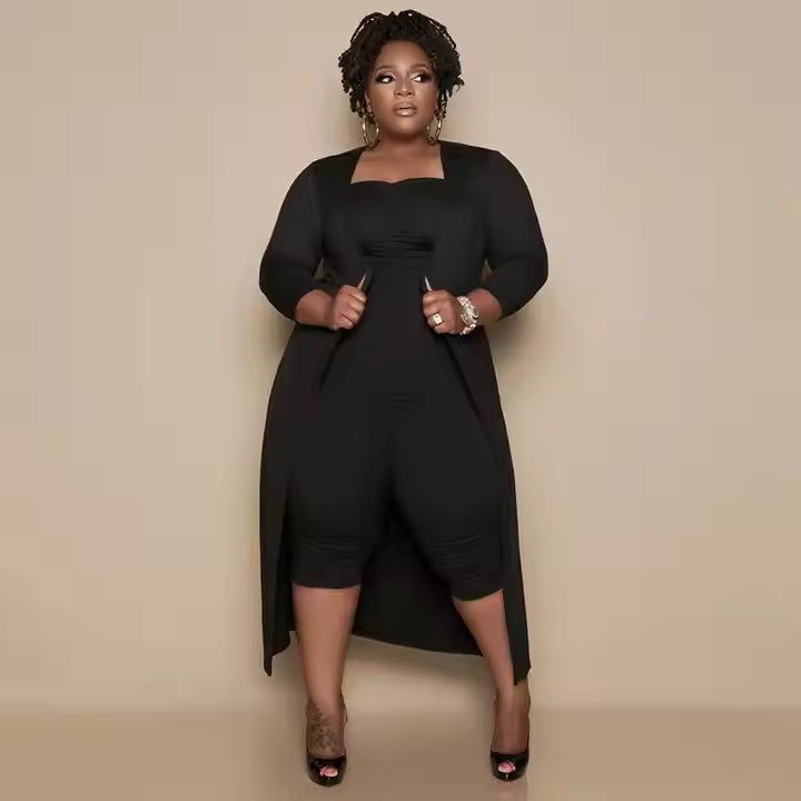 Trending Products Summer Fashion Casual Solid Color Plus Size Irregular Wide Leg Pants Two Piece Set