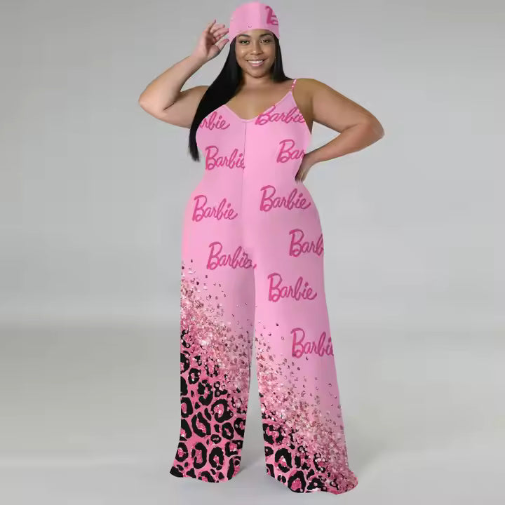 2025 Popular Products Wholesale Plus Size Women's Plaid Pattern Sleeveless Wide Leg Mopping Rompers Women Jumpsuit