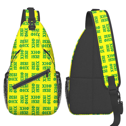 Chi Eta Phi Logo Sling Bag /Shoulder Crossbody Backpack Yellow Or Green