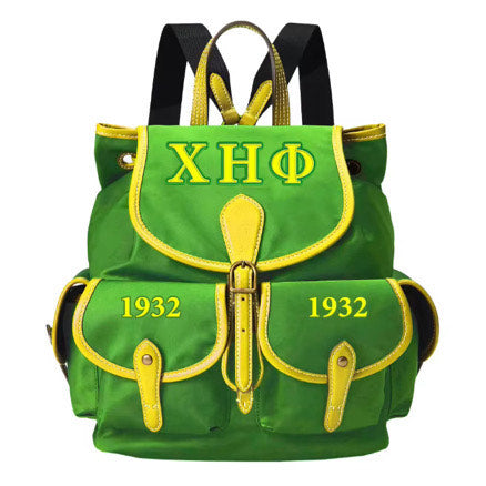 Chi Eta Phi High Quality Chi Eta Phi Sorority Clothing Embroidered Leather Trimmed Bellport Backpack Women College Backpack Greek Paraphernalia