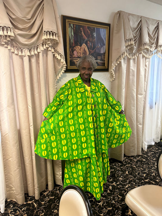 Chi Eta Phi Short Dress / Blouse Poncho African Fabric Fits up to Bust 56