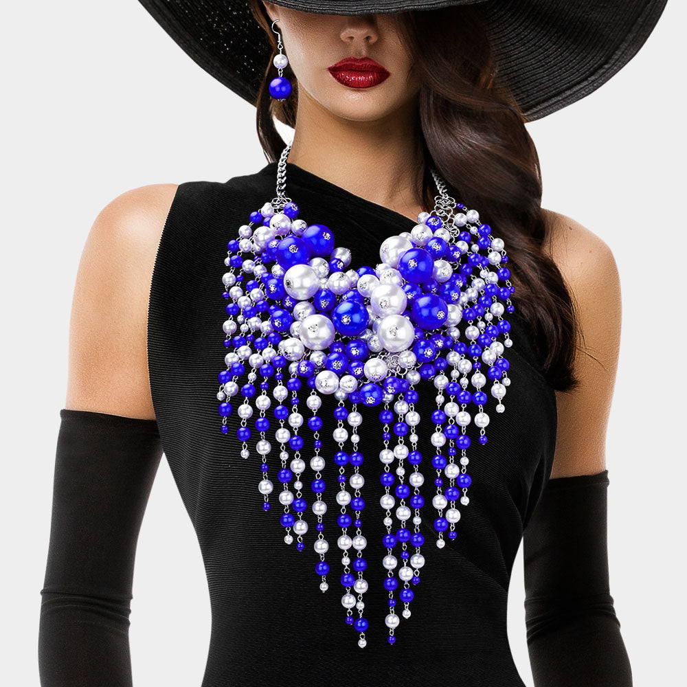 Finer Woman Pearl Cluster Statement Necklace