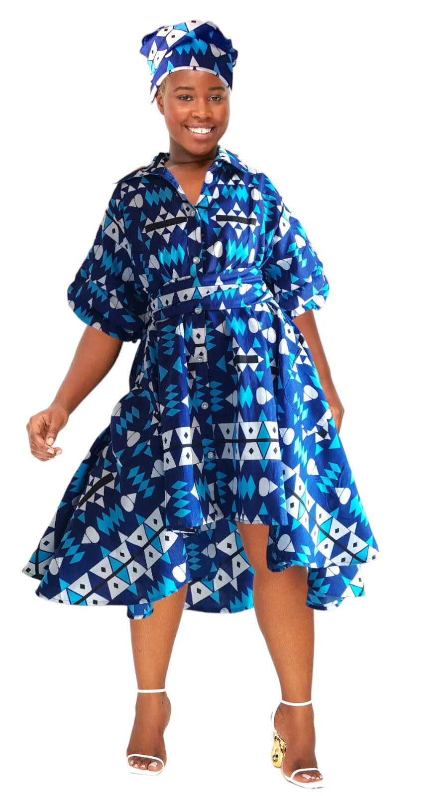 Swing Dress/ Faux Silk / Printed