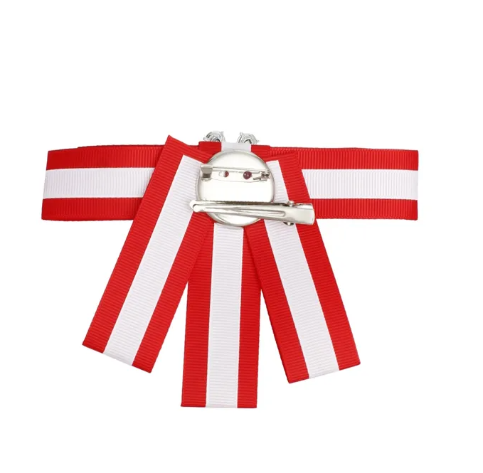 DST Sorority Red White Bow Tie Style Brooch