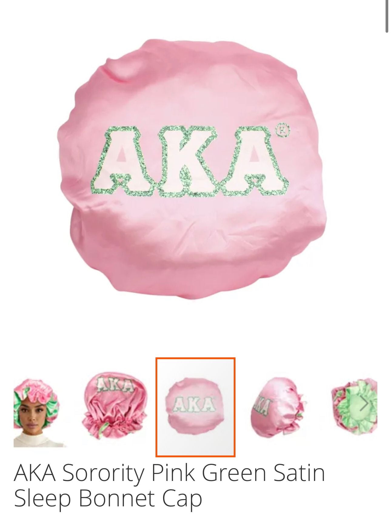 Pink Green Satin Sleep Bonnet Cap