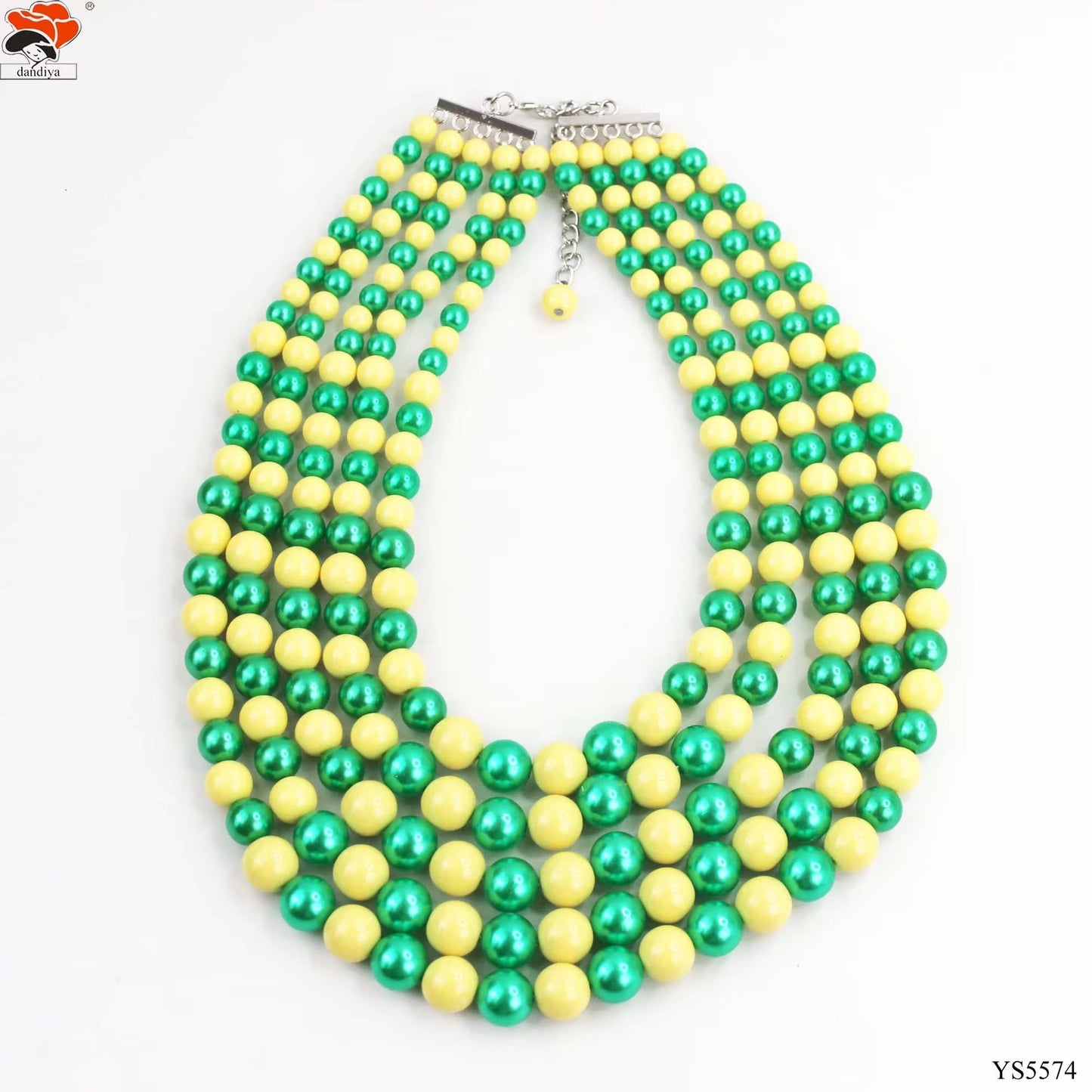 Chi Eta Phi Alternating Red White Pearl 5 Strand Necklace