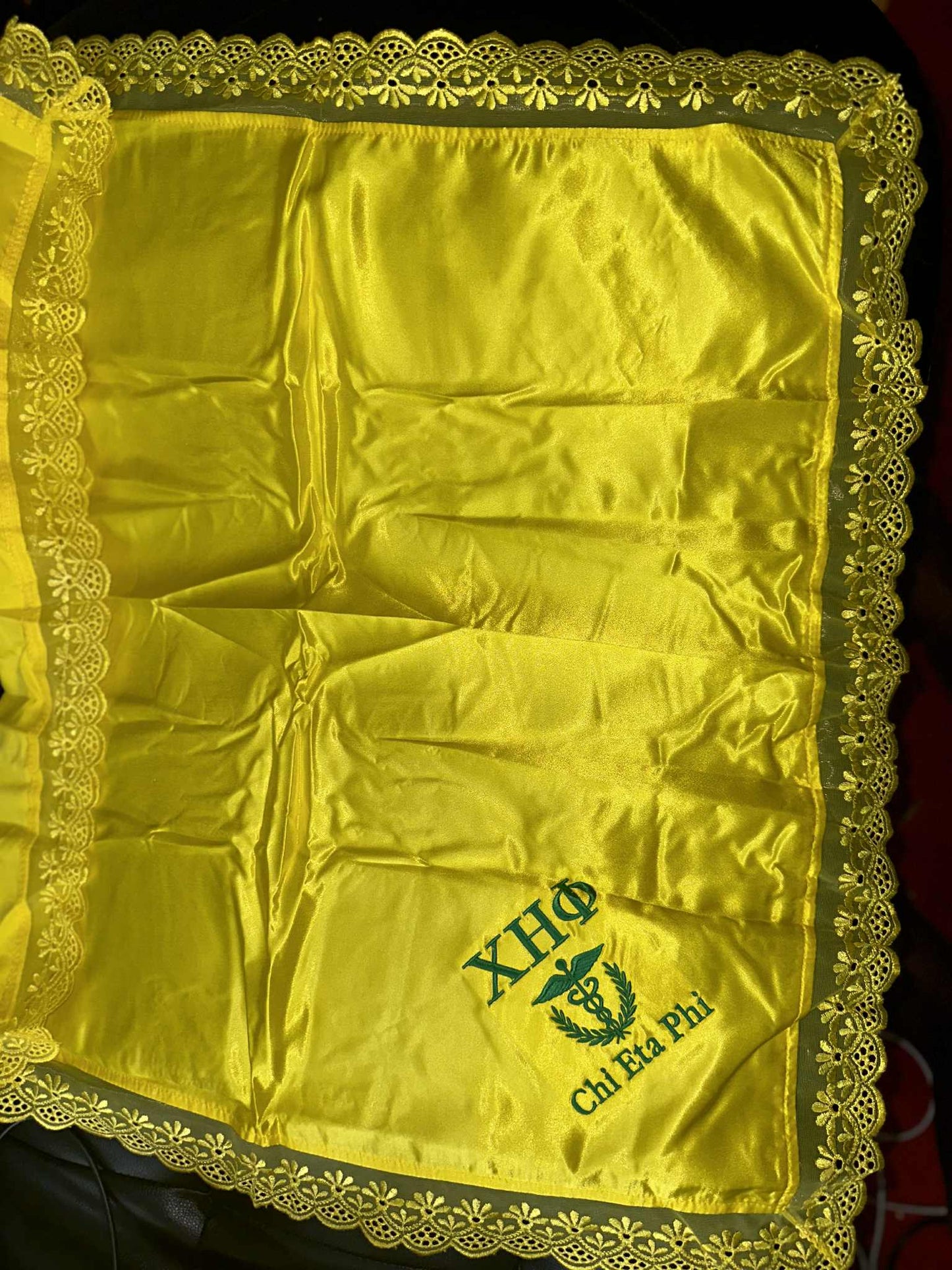 Chi Eta Phi High Quality Embroidery Lap Cloth/ Lap Scarf Yellow