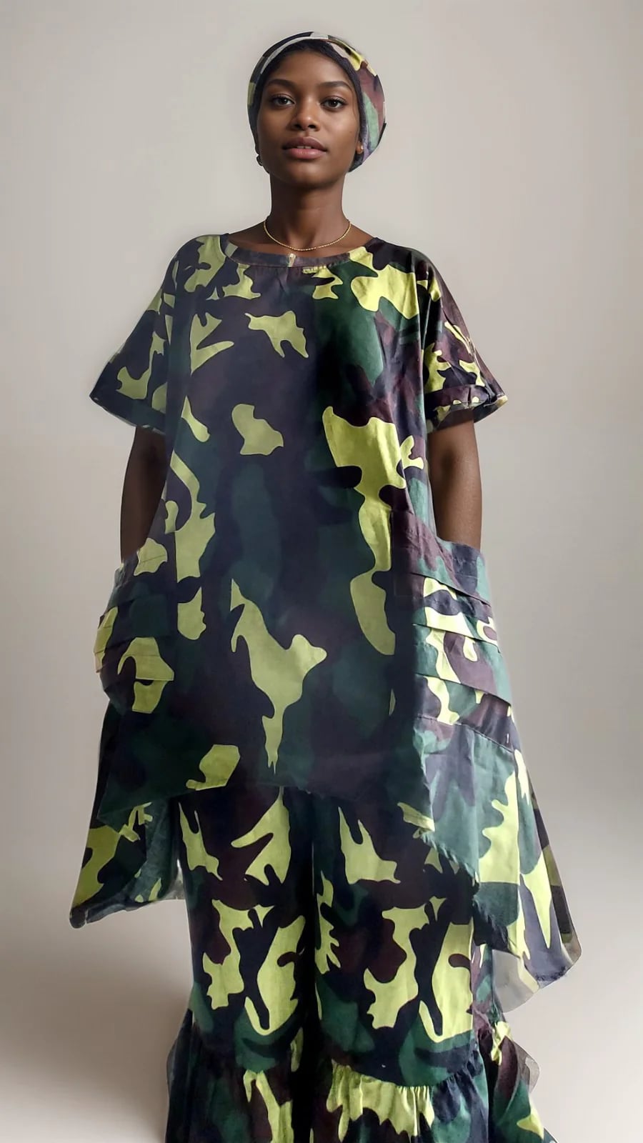 Woman Pant & Blouse Camouflage Belt sold separately