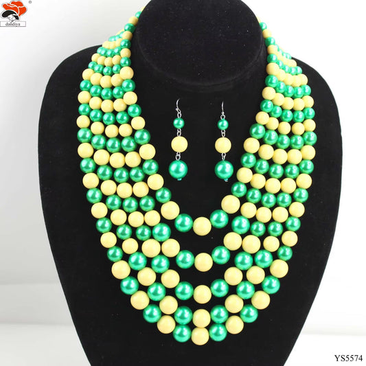 Chi Eta Phi  Alternating Red White Pearl 5 Strand Necklace