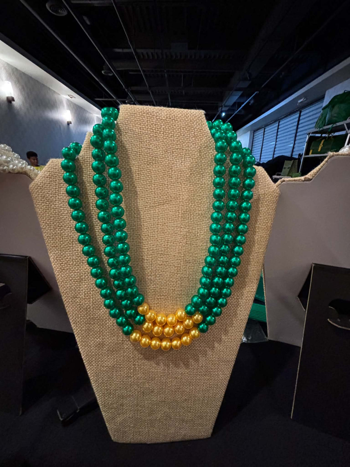 Chi Eta Phi Pearl Two Tone Yellow and Green Peal Earring set.
