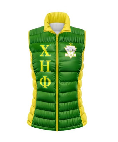 High Quality  Chi Eta Phi Sorority Clothing Sublimated Quilted Puffer Down Vest Jacket