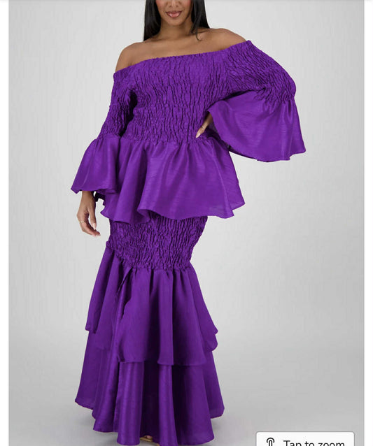 NCNW Purple  Mermaid Flounce Skirt & Blouse