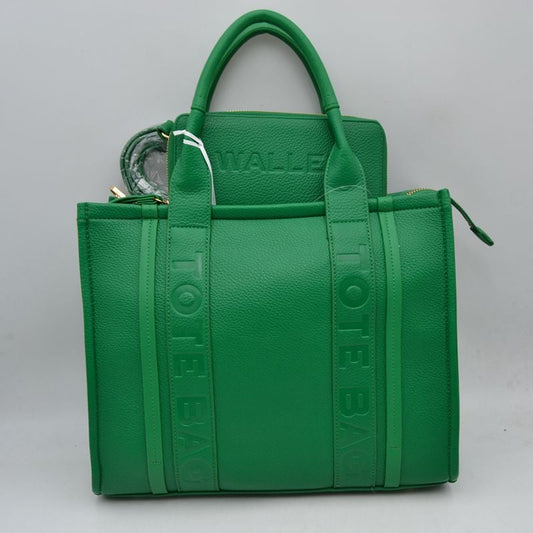 Women Set of Tow Faux-Leather Handbags Tote Messenger Wallet wristlet