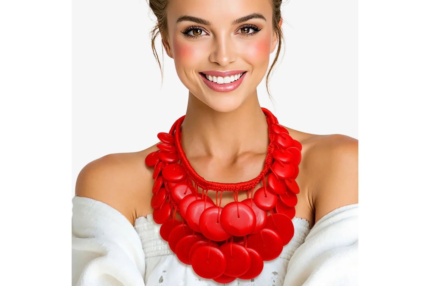 Scarlet Majesty Red Corded Bib Necklace