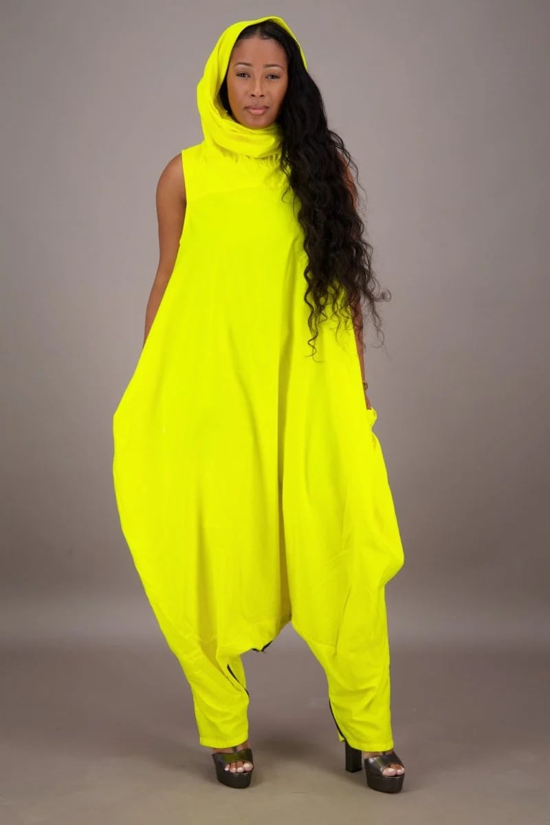 Hooded Solid Color Jumper Yellow
