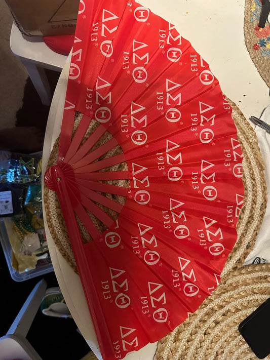 33cm Large  Clack Fan Delta Sigma Theta  Sorority Greek Letters Giant Clacking Hand Fans Boots on the Ground Dance Fan