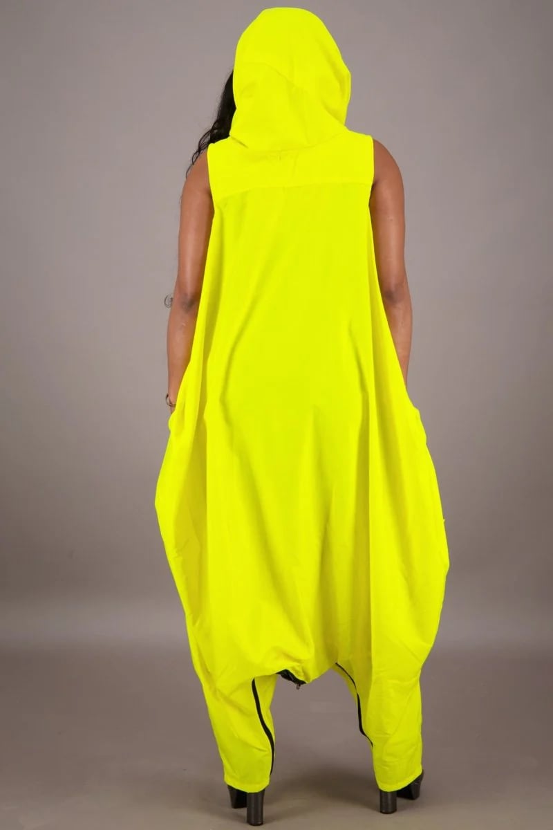 Hooded Solid Color Jumper Yellow