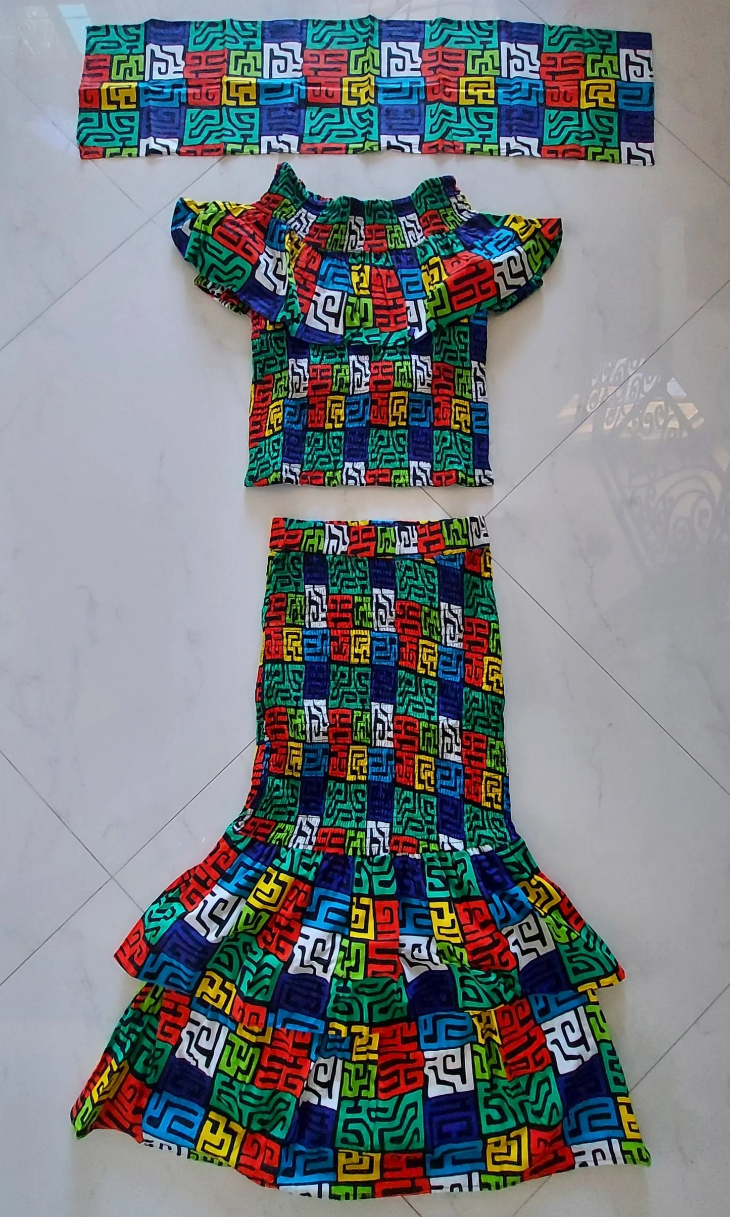 Smock Fit & Flare Skirt & Blouse Set-