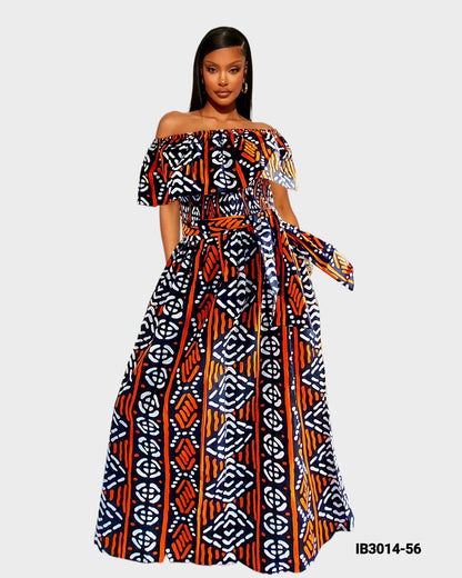 Maxi Dress-Orange Tribal