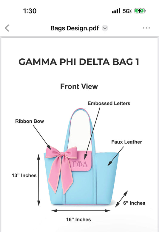 Gamma Phi Delta Custom  Bag