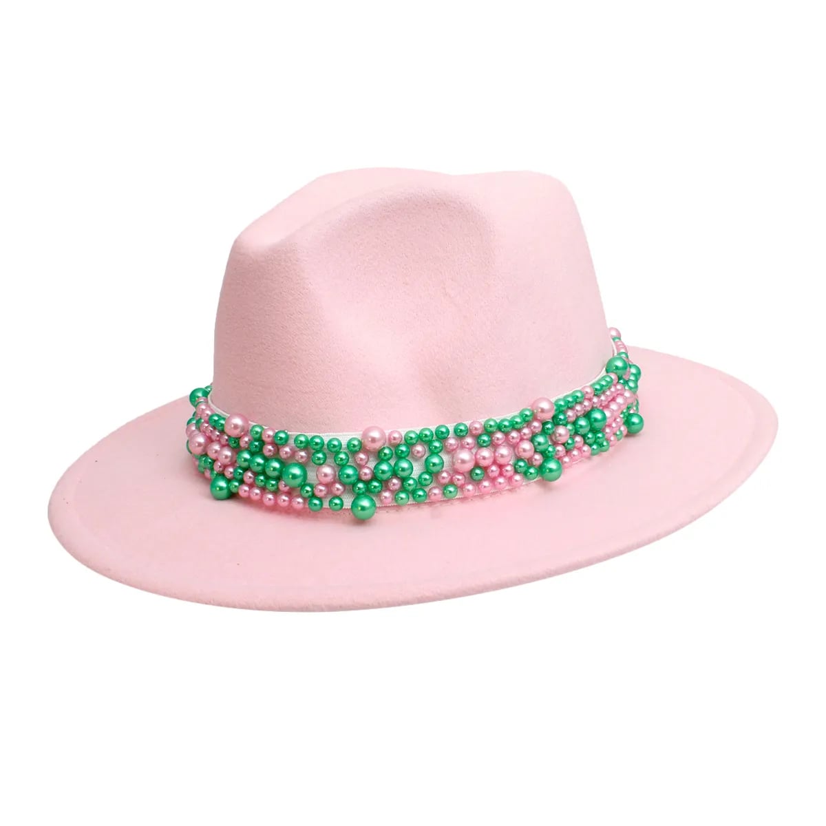 Pink Fedora Pearl Band Hat for Women
