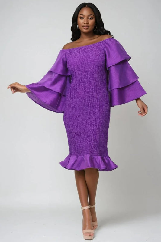 Purple Smock mid length dress