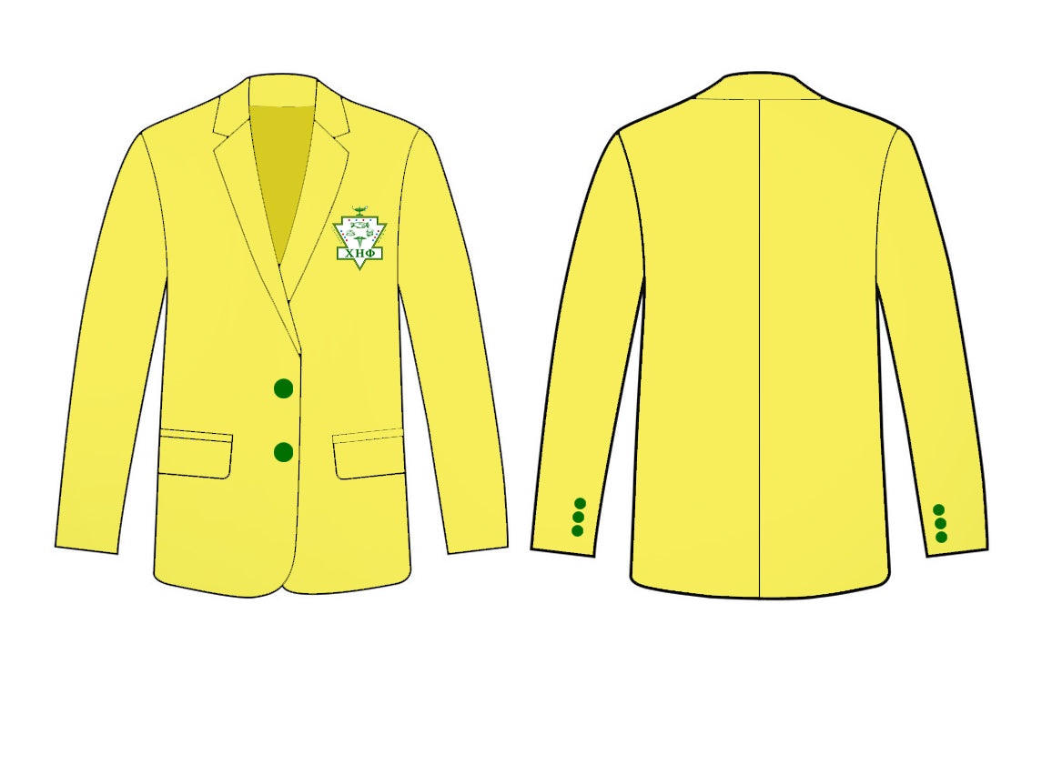 Chi Eta Phi Yellow  or Green Embroidered Shield Crest Blazer Sport Blazer