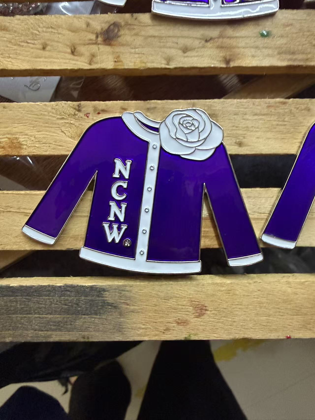 NCNW Purple and White  Sweater Sorority Brooch