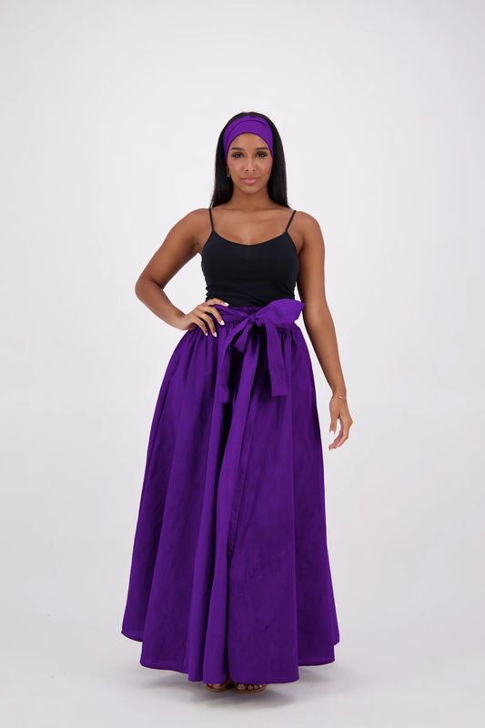Purple Maxi Skirt with head Piece two Pockets